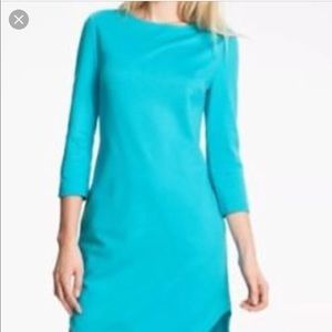 Turquoise Boatneck 3/4  Shift Dress